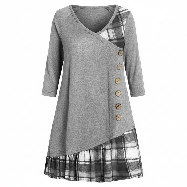 Long-sleeved Checked Women's Dress