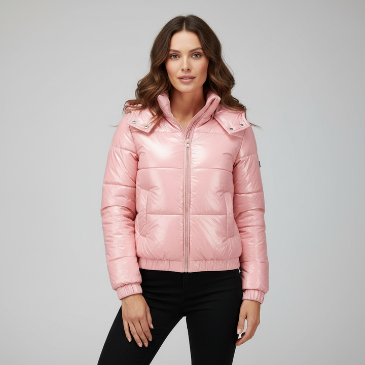 Shiny water-repellent thermo comfort winter jacket women