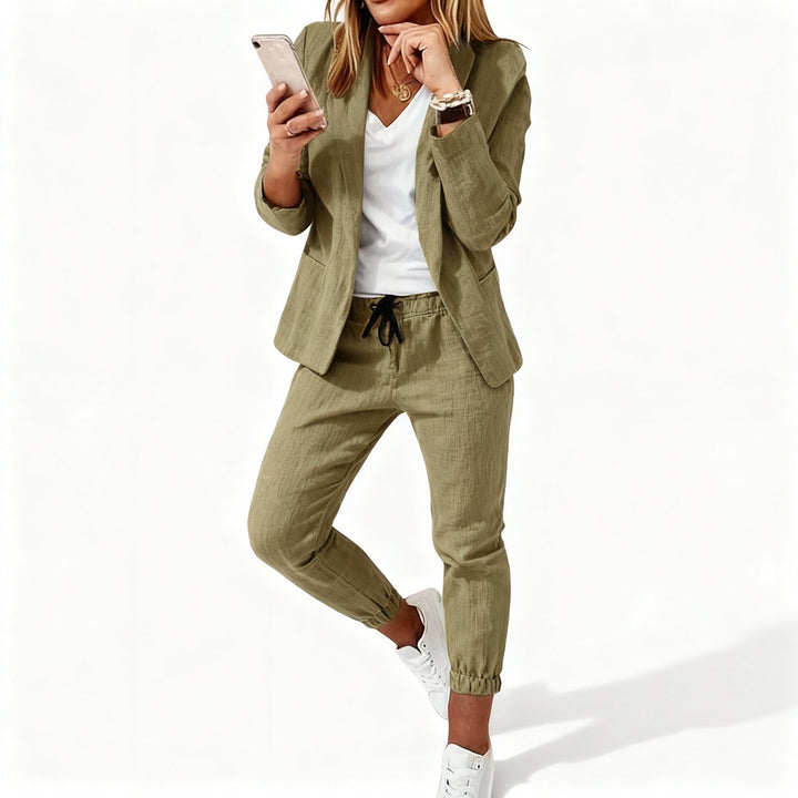 Women's Blazer Set - Blazer with Pants, Jogger Suit Women
