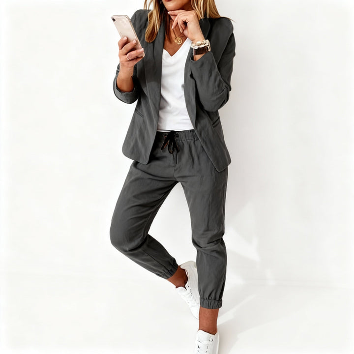 Women's Blazer Set - Blazer with Pants, Jogger Suit Women