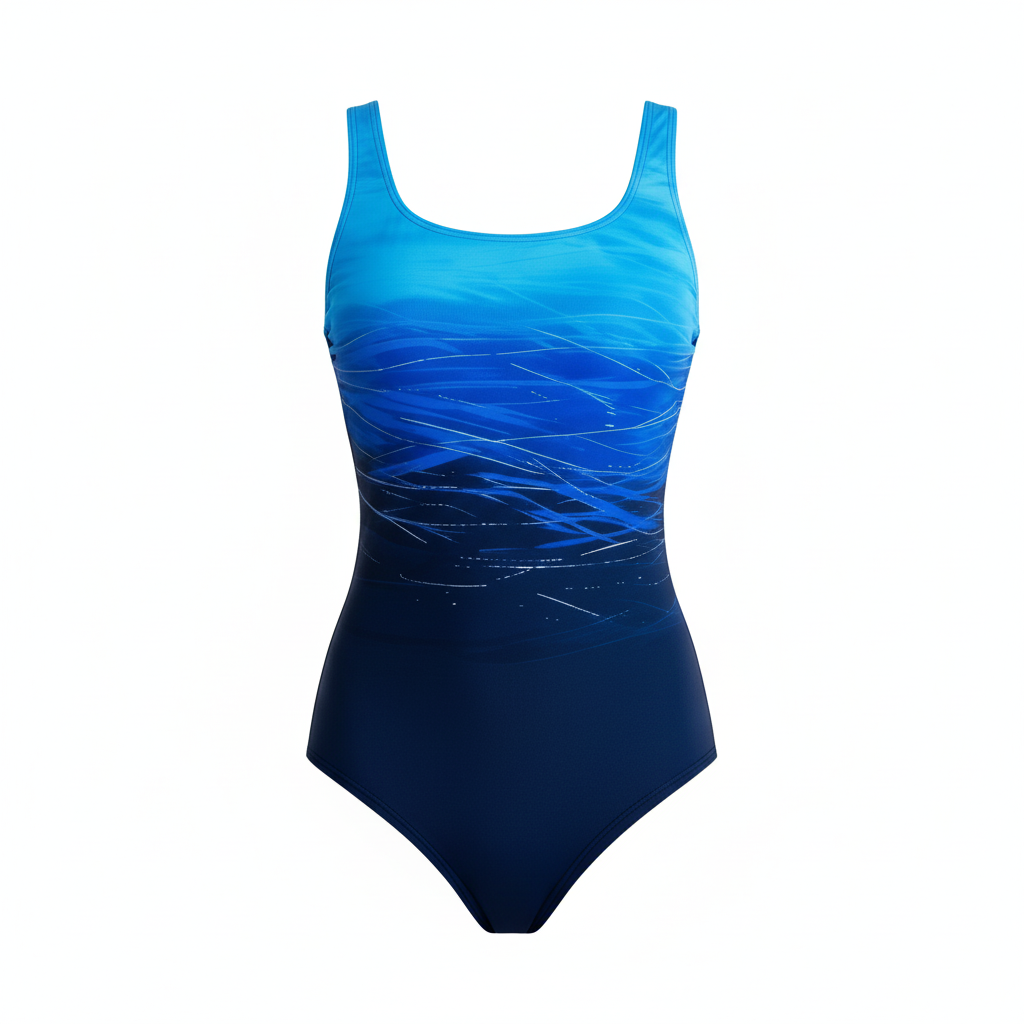 One-piece sport swimsuit with ombre design