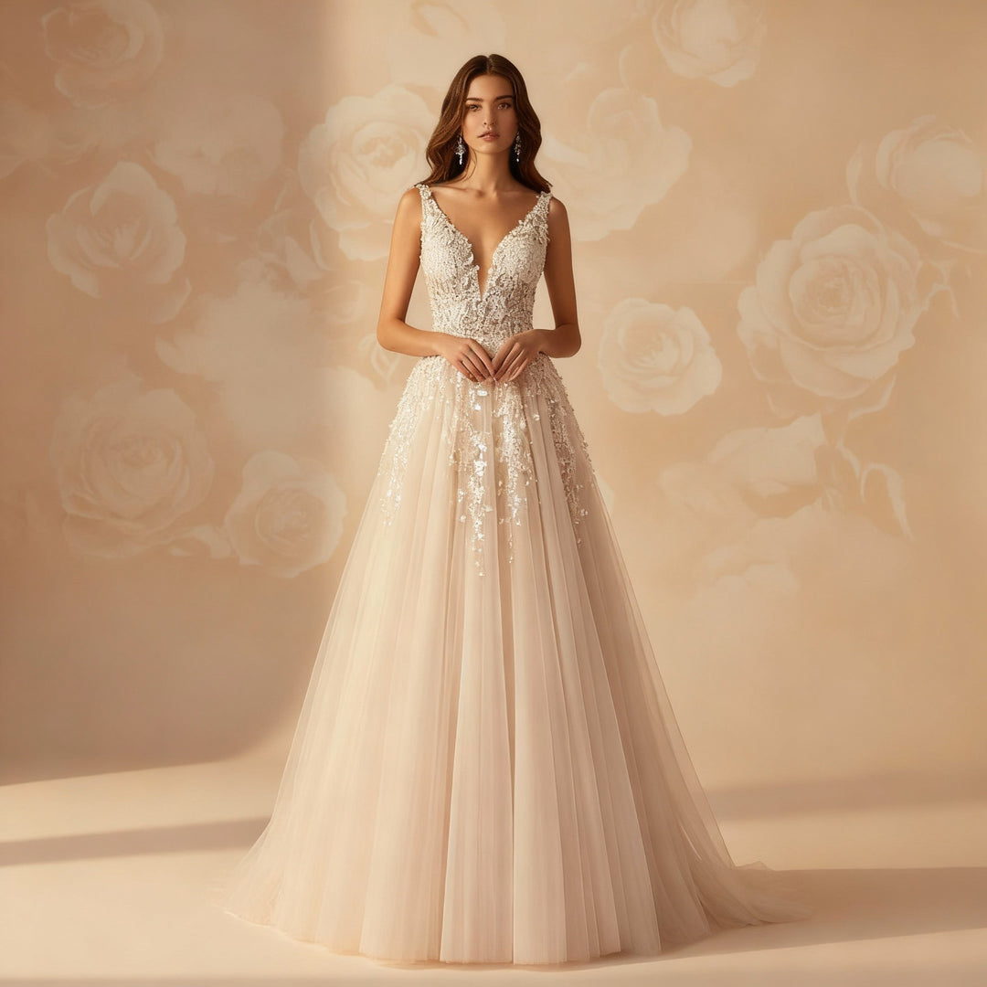 Mune | Elegant Wedding Dress Embroidery Long Skirt