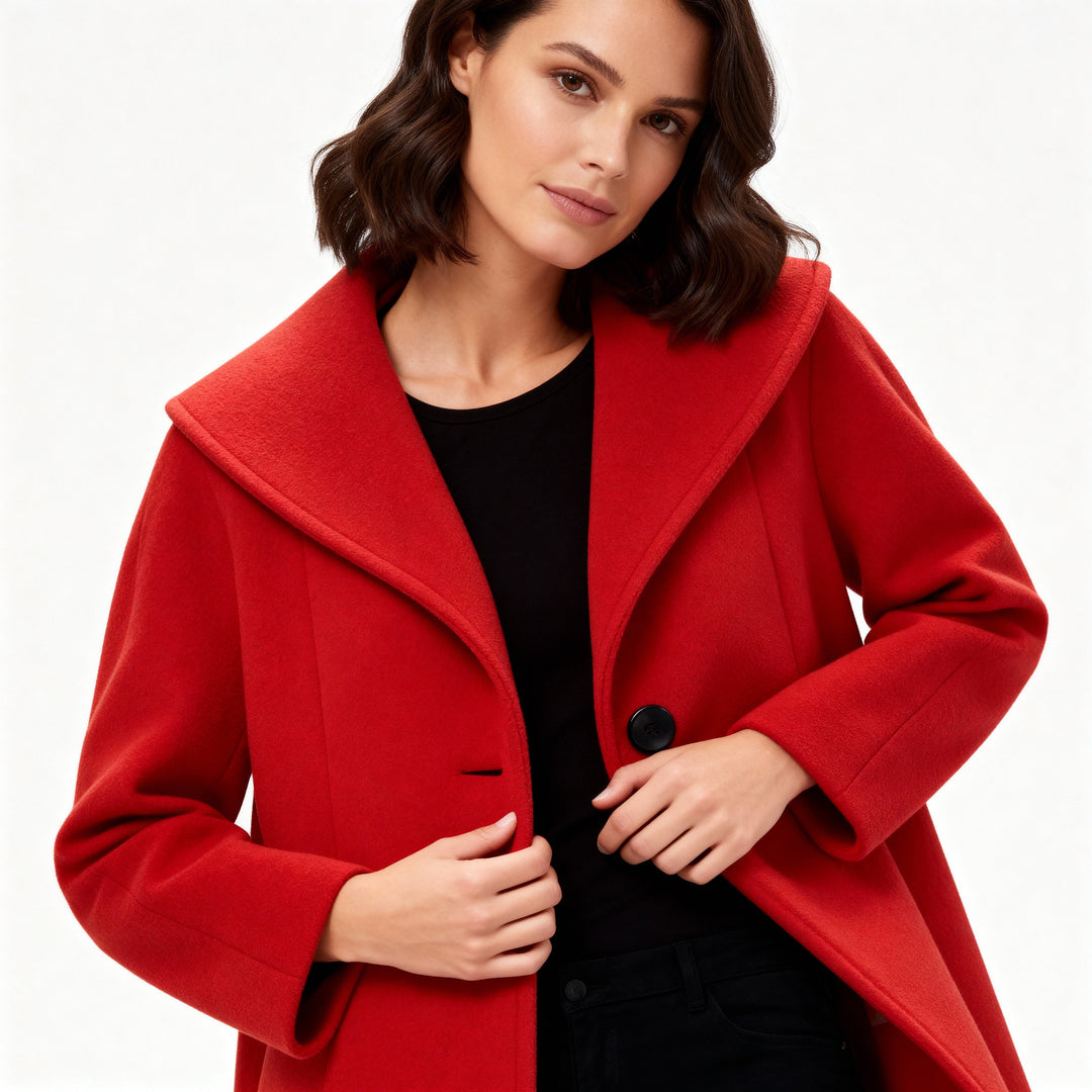 Windproof women's coat with shawl collar