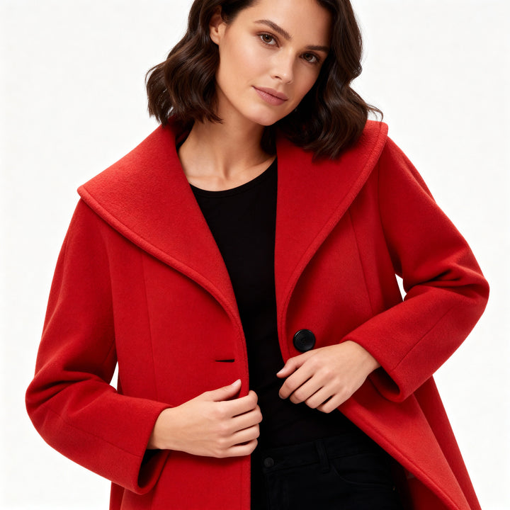 Windproof women's coat with shawl collar