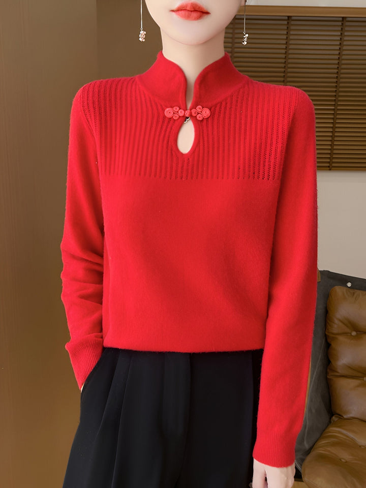 Mune | Elegant Merino Wool Sweater In Chinese Style