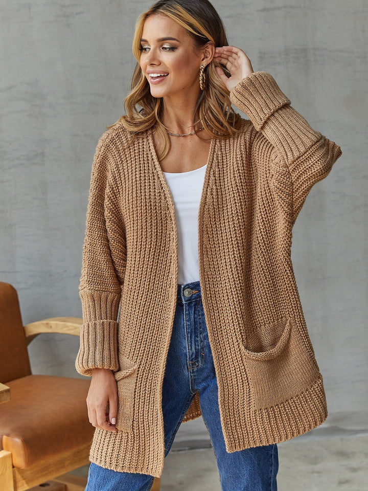 Mune | Women's Open Knit Cardigan with Pocket Details and Long Sleeves