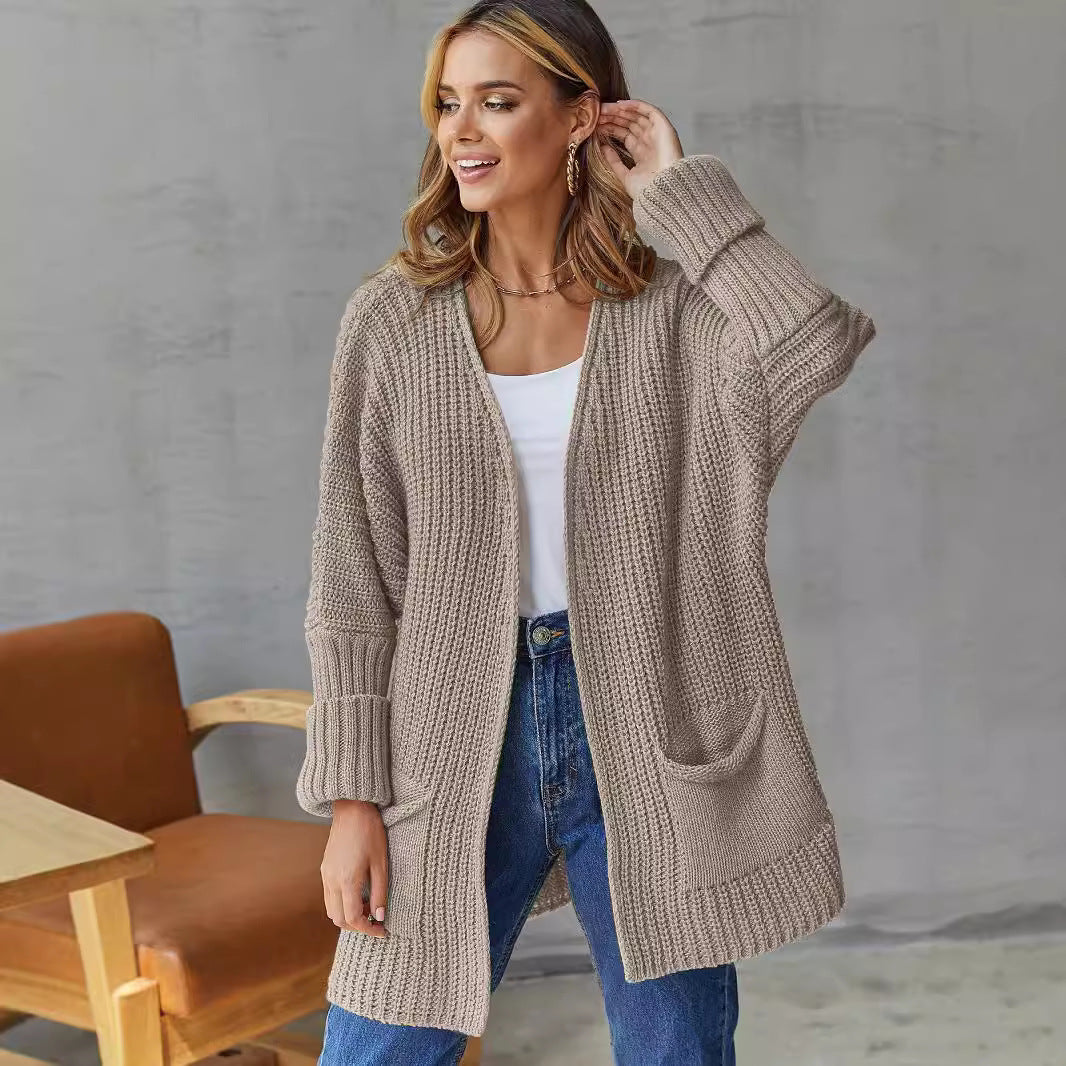 Mune | Women's Open Knit Cardigan with Pocket Details and Long Sleeves