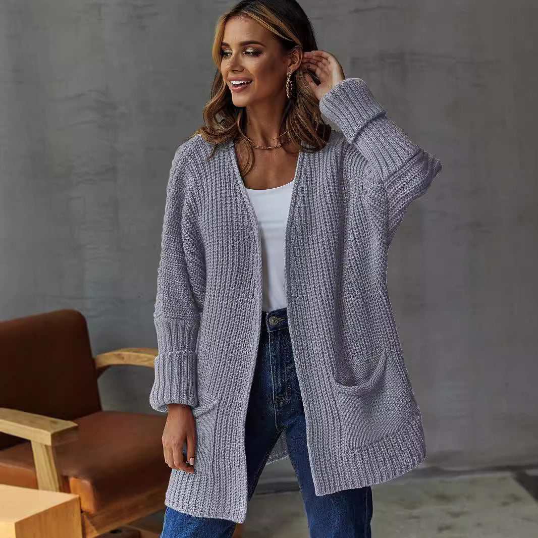 Mune | Women's Open Knit Cardigan with Pocket Details and Long Sleeves