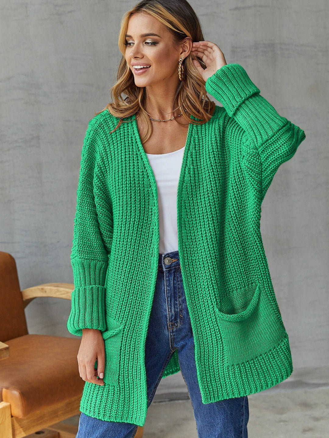 Mune | Women's Open Knit Cardigan with Pocket Details and Long Sleeves