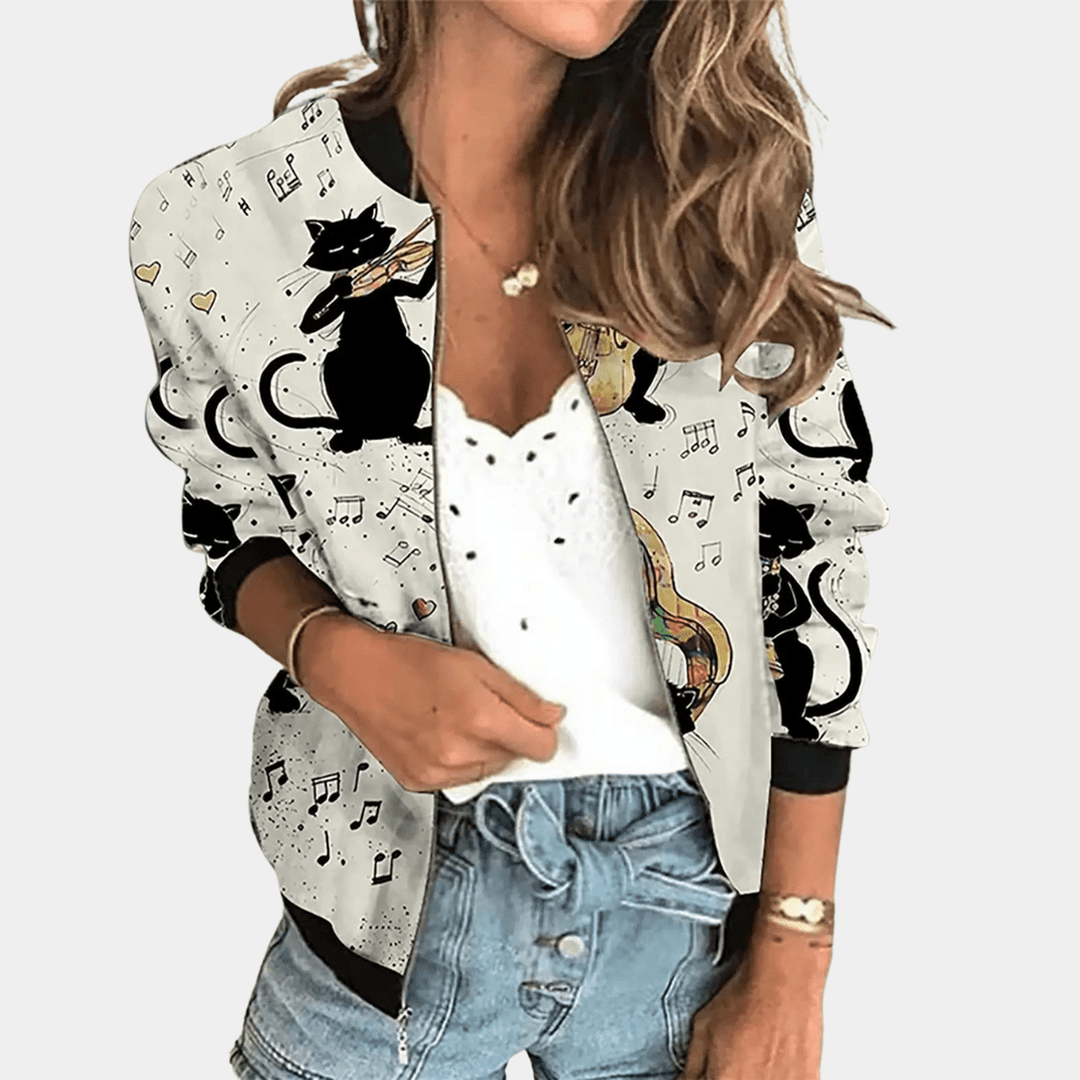 Mune | Flower Pattern Women's Jacket Made of High-Quality Polyester