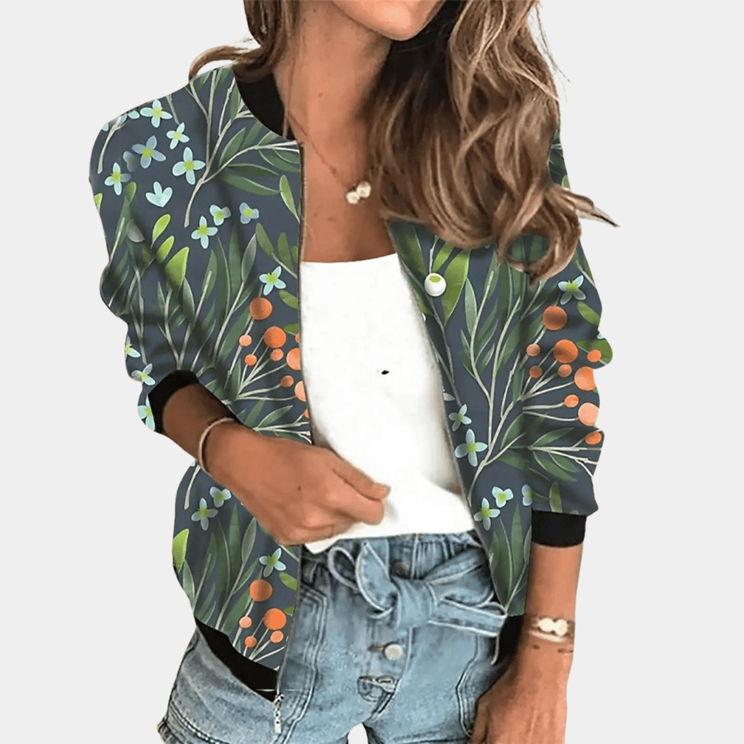 Mune | Flower Pattern Women's Jacket Made of High-Quality Polyester