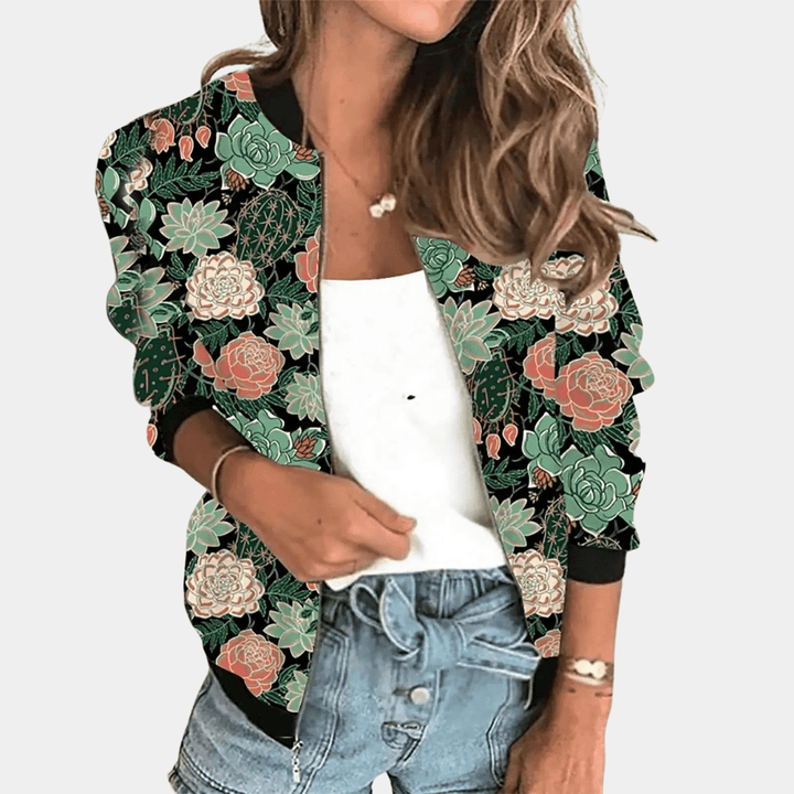 Mune | Flower Pattern Women's Jacket Made of High-Quality Polyester