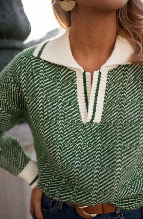 Mune | Knitted Sweater with Contrast Collar Casual Fit Timeless and Comfortable