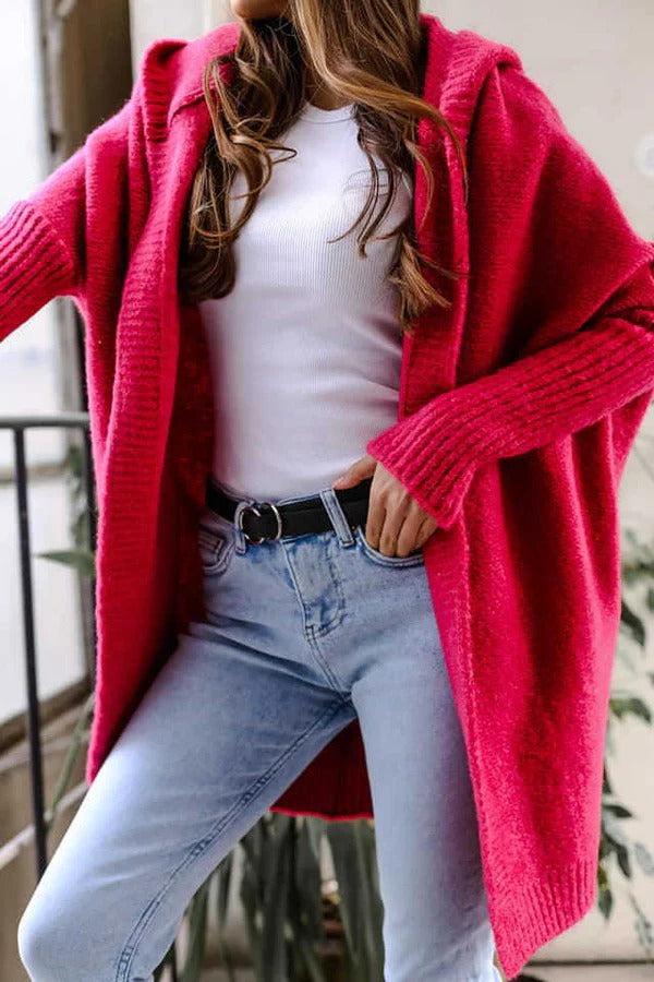 Mune | Women's Casual Long Knit Cardigan with Hood and Oversized Fit