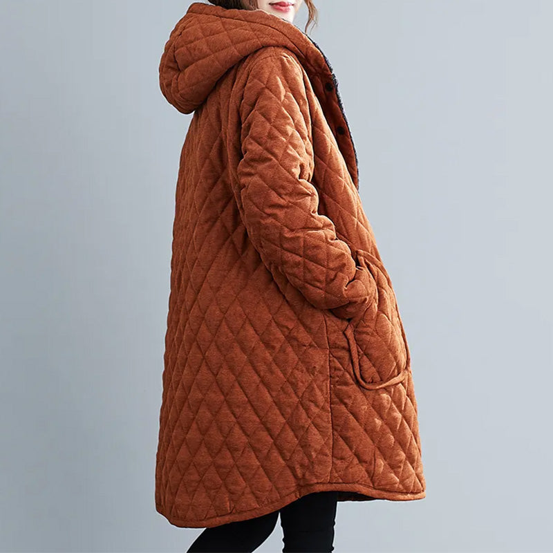 Mune | Women's Hooded Jacket - Padded Knee-Length Jacket