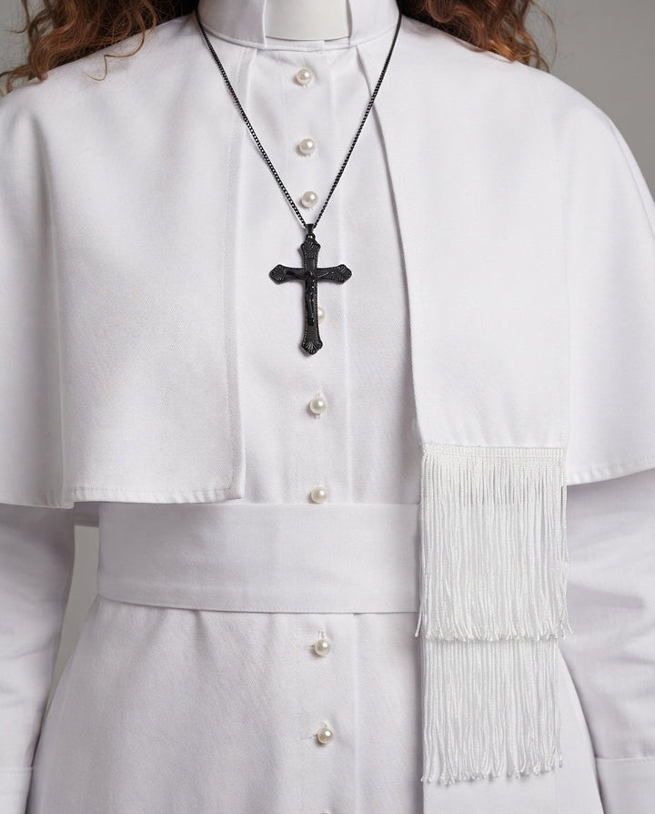 Women's Liturgical Robe with Elegant Collar and Stylish Cloak Mune Fashion