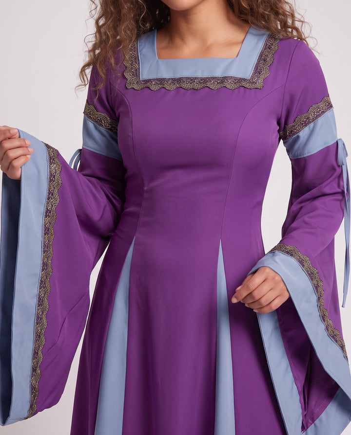 Women’s Historical Dress with Long, Flowing Sleeves and Decorative Lacing Detail Mune Fashion