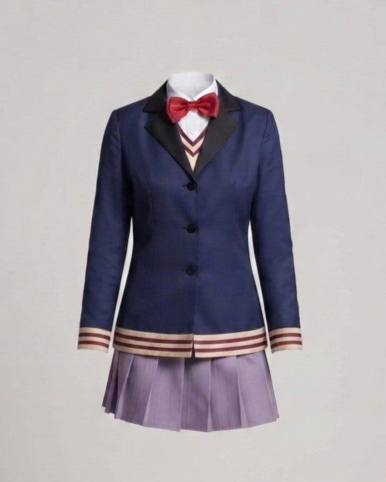 Women's Cosplay School Uniform Set with Skirt, Shirt, Vest, and Bowtie Mune Fashion