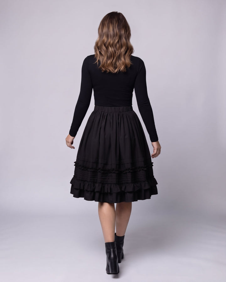 Women's A-line skirt with voluminous ruffles and elastic waistband Mune Fashion