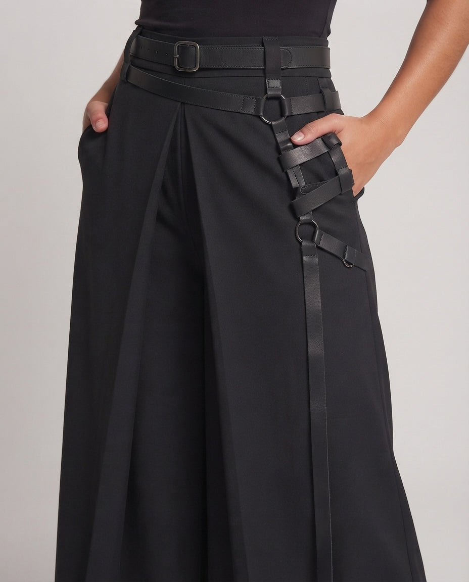 Women's stylish skirt with decorative buckles and asymmetrical cut Mune Fashion