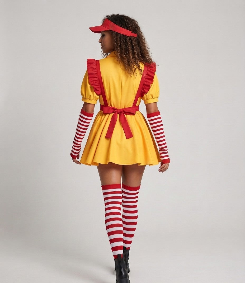 Women's costume set with striped stockings and playful apron Mune Fashion