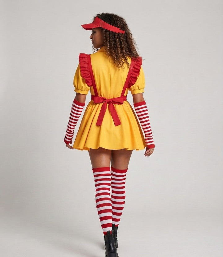 Women's costume set with striped stockings and playful apron Mune Fashion