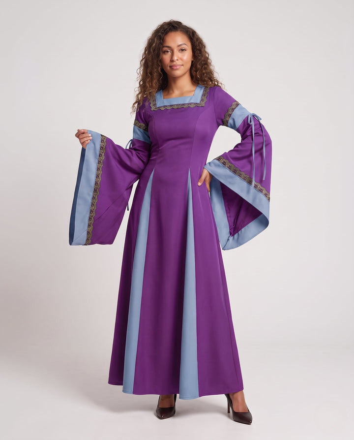 Women’s Historical Dress with Long, Flowing Sleeves and Decorative Lacing Detail Mune Fashion