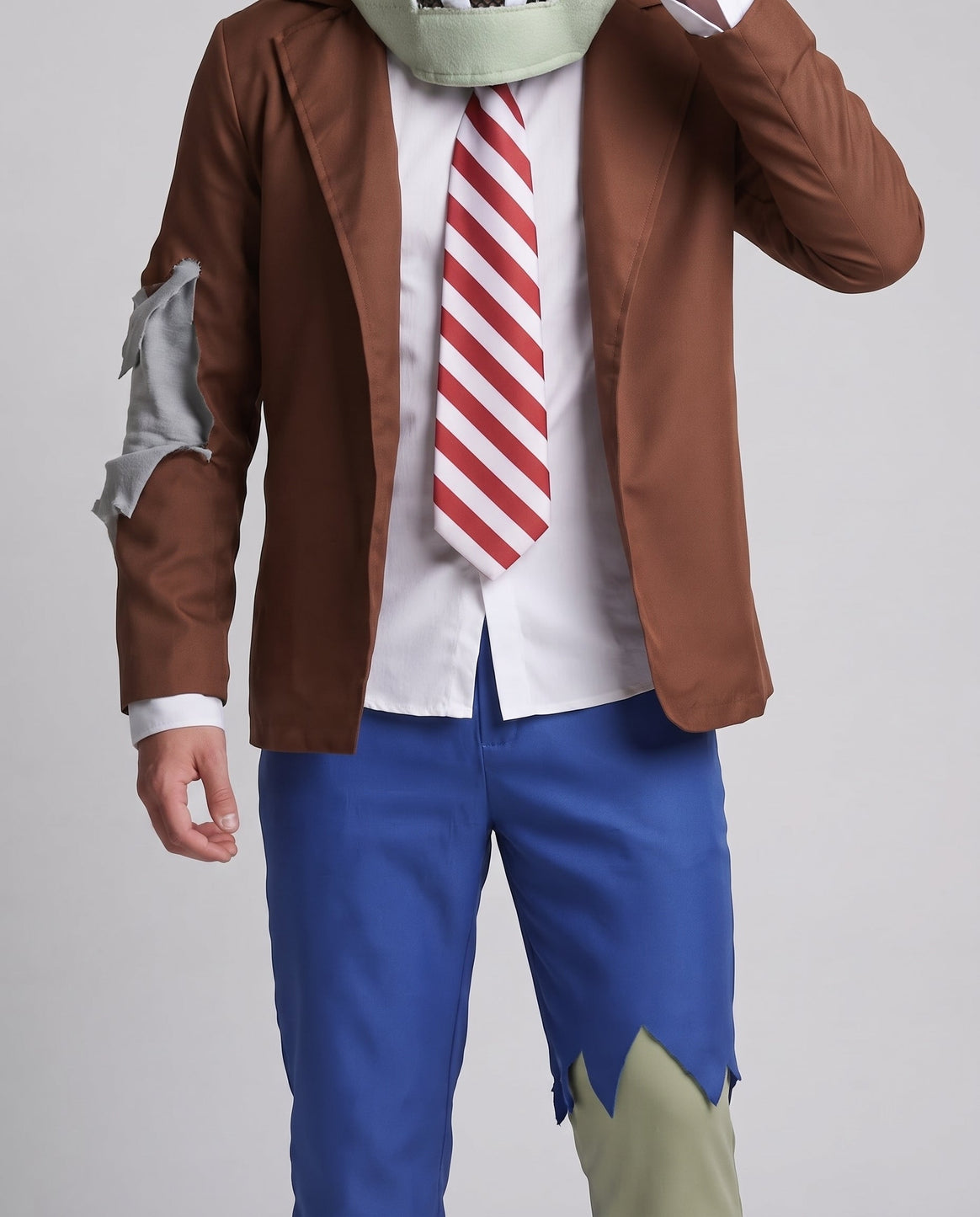 Men's Zombie Costume with Creative Head Accessory and Torn Details Mune Fashion
