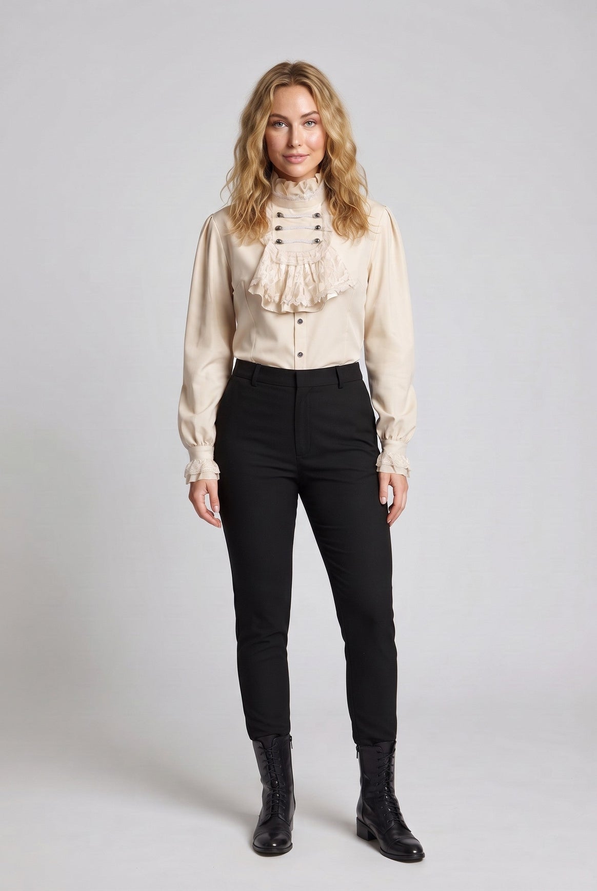 Women's Elegant Ruffle Blouse with High-Quality Lace and Tailored Cut Mune Fashion