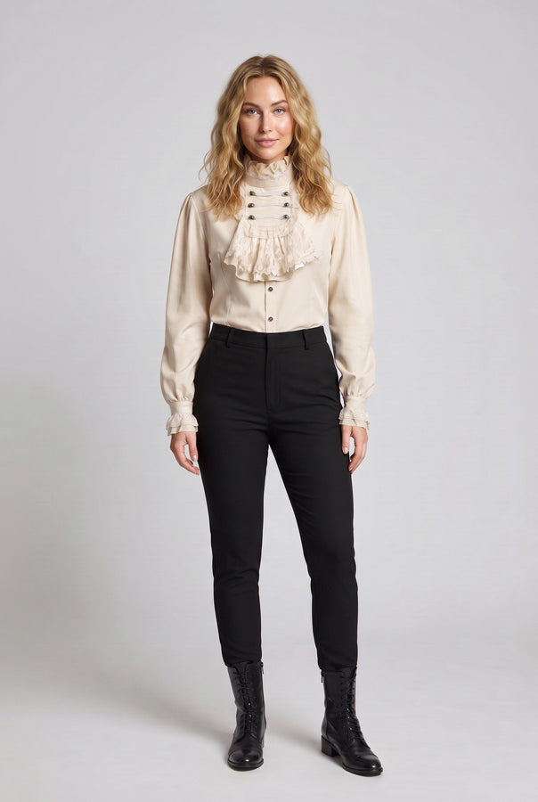 Women's Elegant Ruffle Blouse with High-Quality Lace and Tailored Cut Mune Fashion