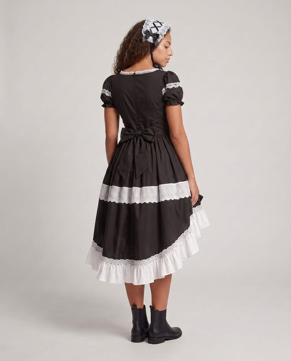 Women Timeless Lolita Dress with Ruffle Details and Puff Sleeves Mune Fashion
