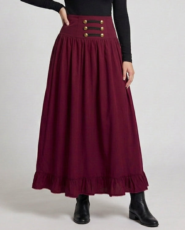 Ladies Elegant Wedding Skirt with Lacing and Ruffle Mune Fashion