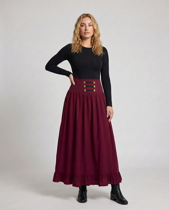Ladies Elegant Wedding Skirt with Lacing and Ruffle Mune Fashion