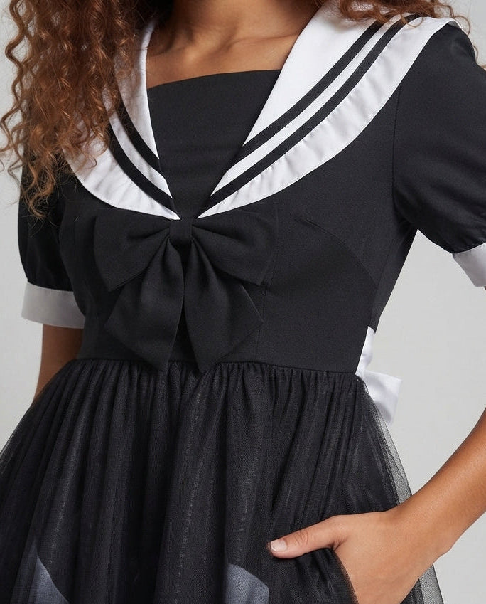 Women Playful romantic dress with bows and ruffles Mune Fashion