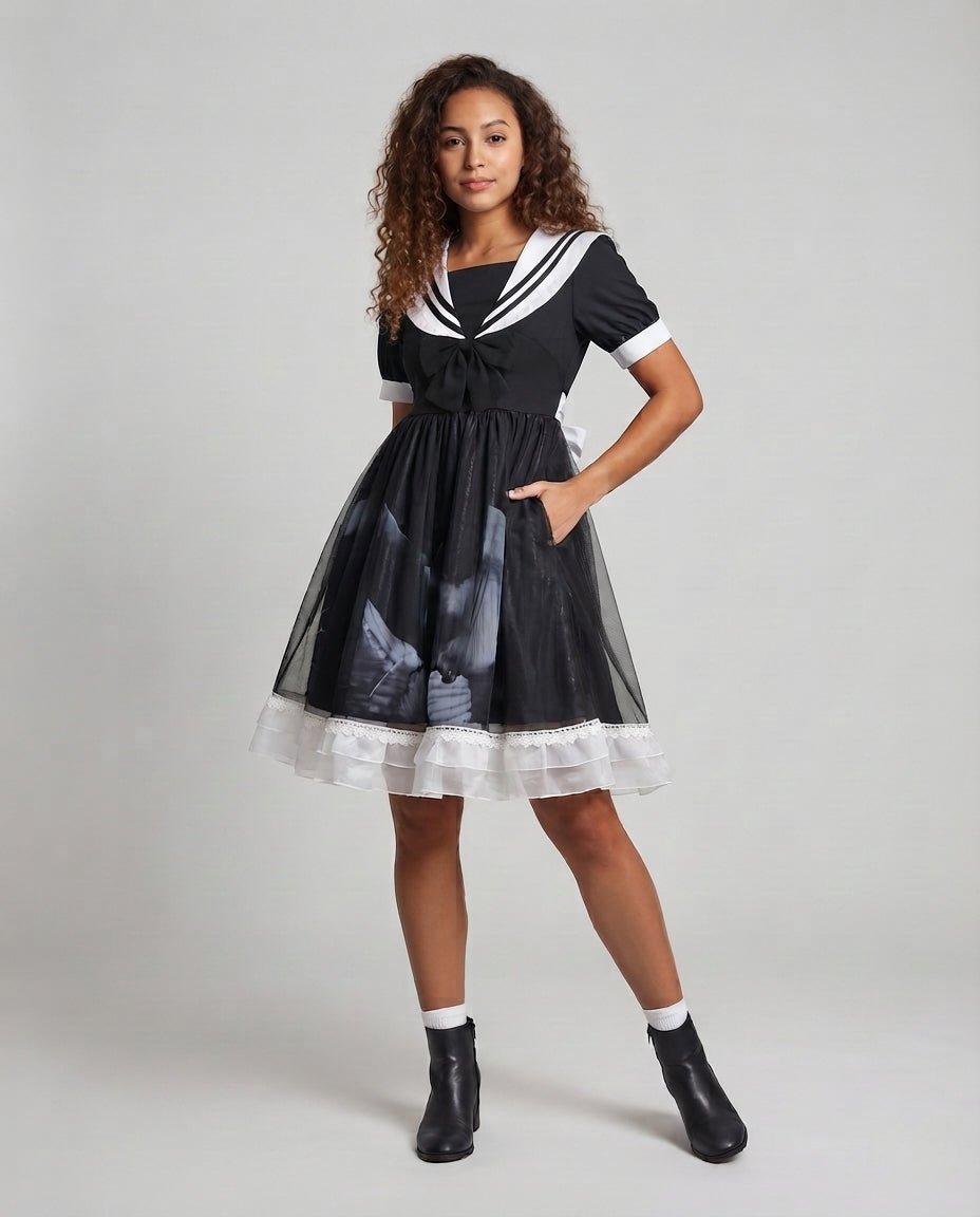 Women Playful romantic dress with bows and ruffles Mune Fashion