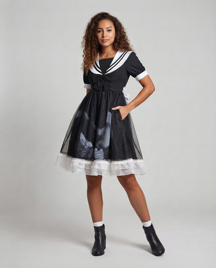 Women Playful romantic dress with bows and ruffles Mune Fashion