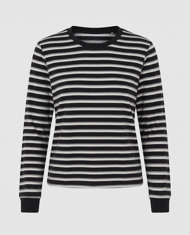 Women Casual Striped Long Sleeve Sweater Mune Fashion