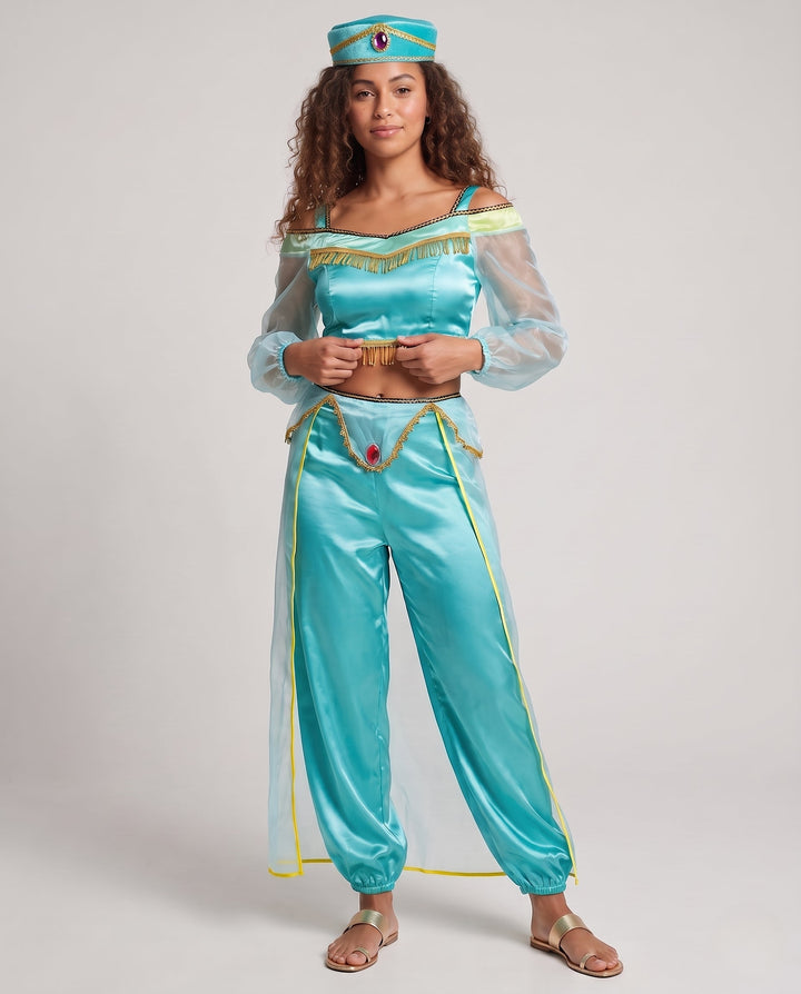 Women's Magical Princess Costume with Transparent Sleeves and Glittering Accents Mune Fashion