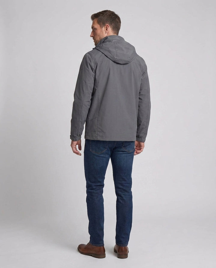 Men's leisure softshell jacket with adjustable hood, chest zipper and Velcro cuffs Mune Fashion