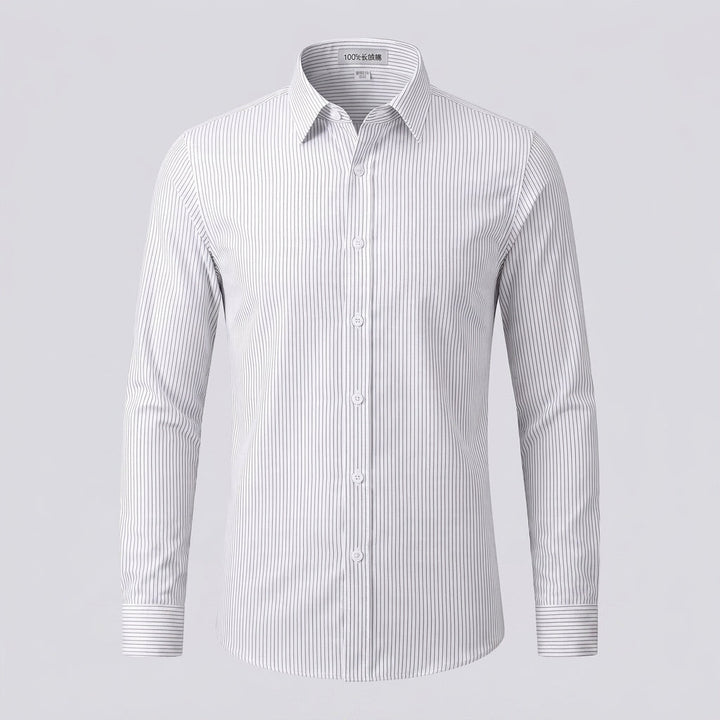Men's Elegant Long Sleeve Shirt with Fine Stripes Mune Fashion