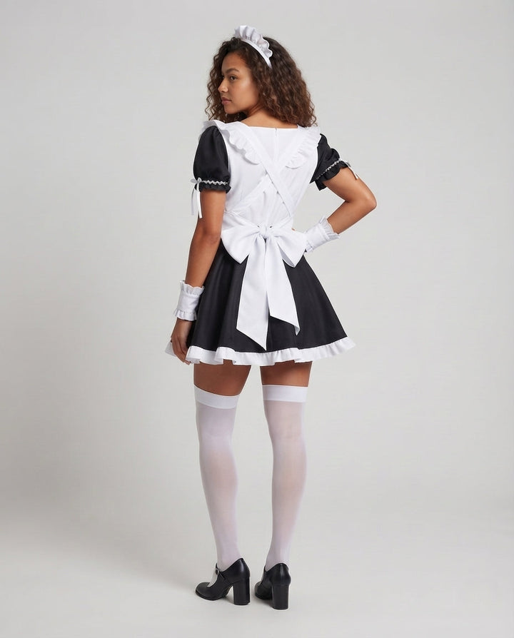 Women's playful maid costume with ruffle details and satin bow Mune Fashion