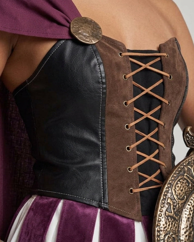 Women's Historical Gladiator Costume with Cloak and Armor Details Mune Fashion