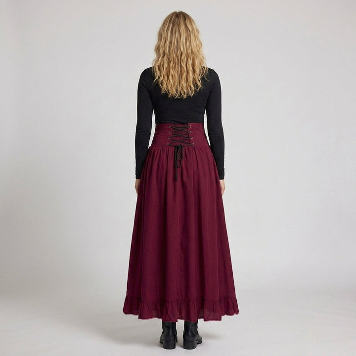 Ladies Elegant Wedding Skirt with Lacing and Ruffle Mune Fashion