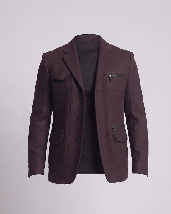 Men's Modern City Blazer with Chest Zip and Flap Pockets Mune Fashion