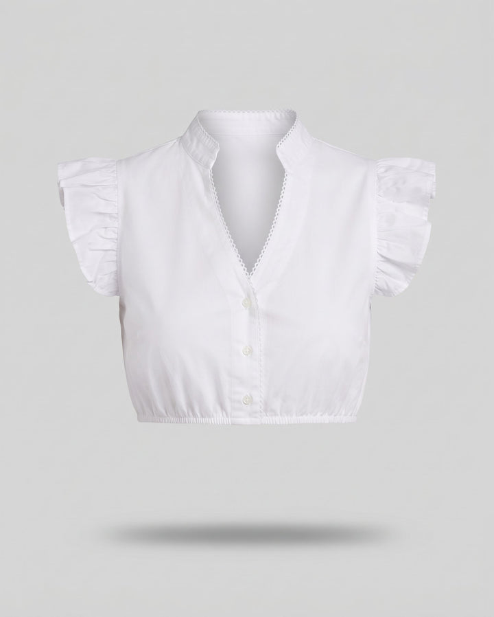 Women Short Top with Ruffle Details and Adjustable Waist Mune Fashion