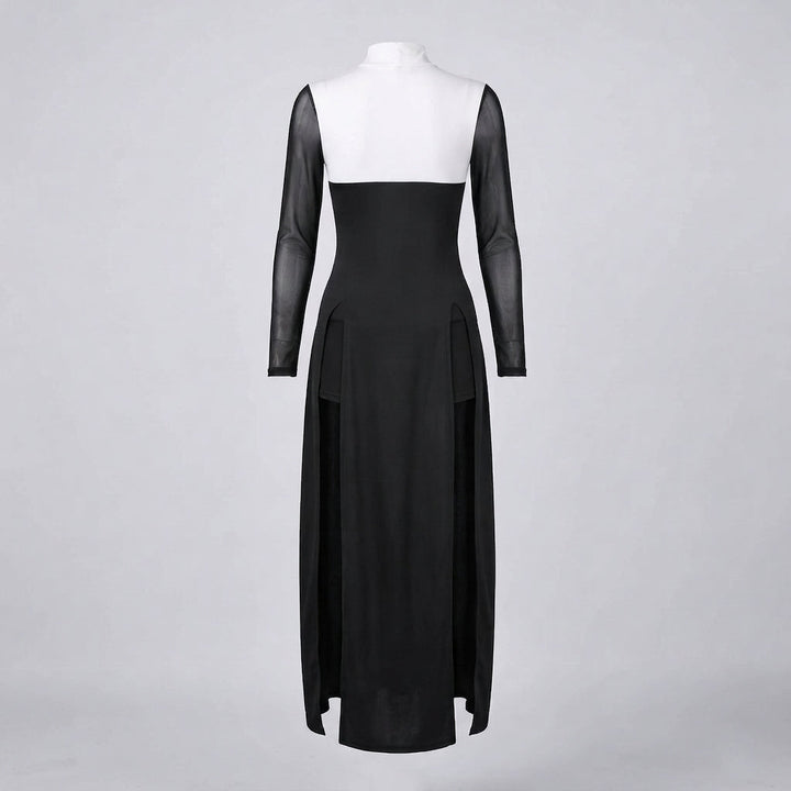 Women's seductive nun costume with transparent sleeves and ruffles Mune Fashion