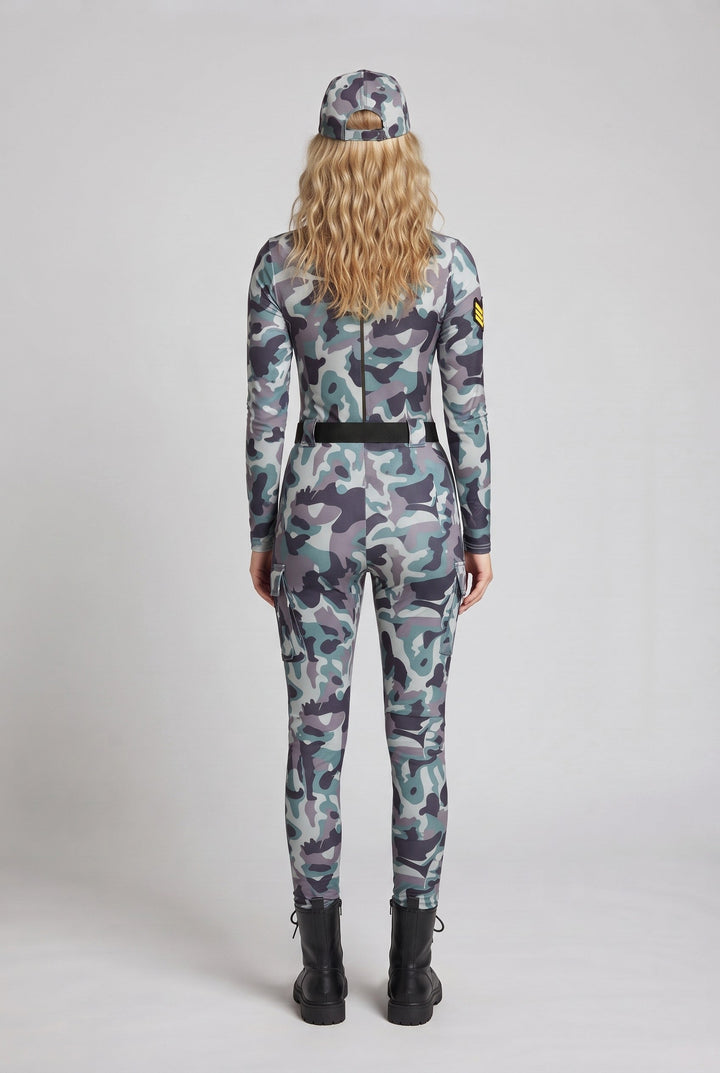 Ladies Camo-Design Overall with Zipper Mune Fashion