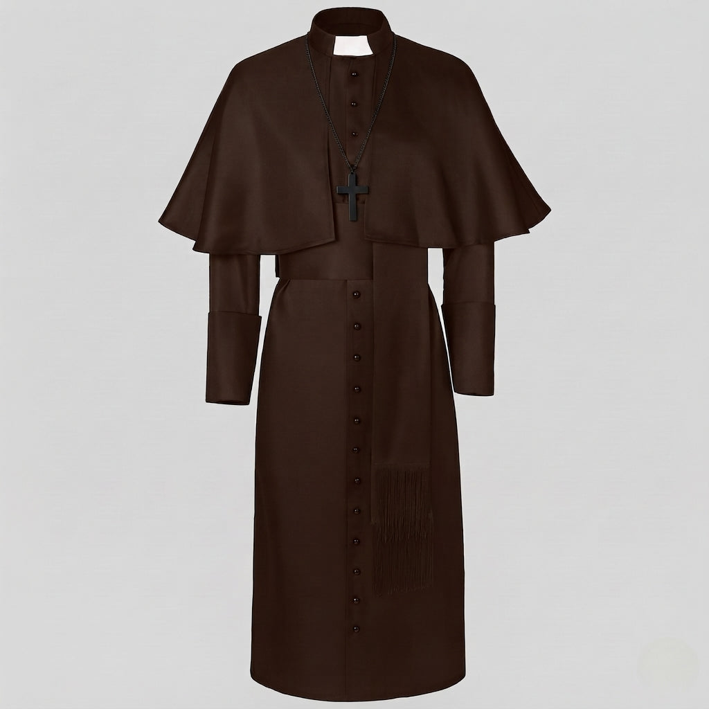 Women's Liturgical Robe with Elegant Collar and Stylish Cloak Mune Fashion