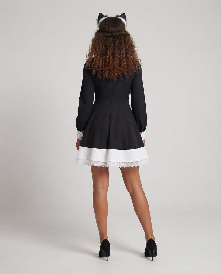 Ladies Lace Dress with Ruffles and Cross Details Mune Fashion