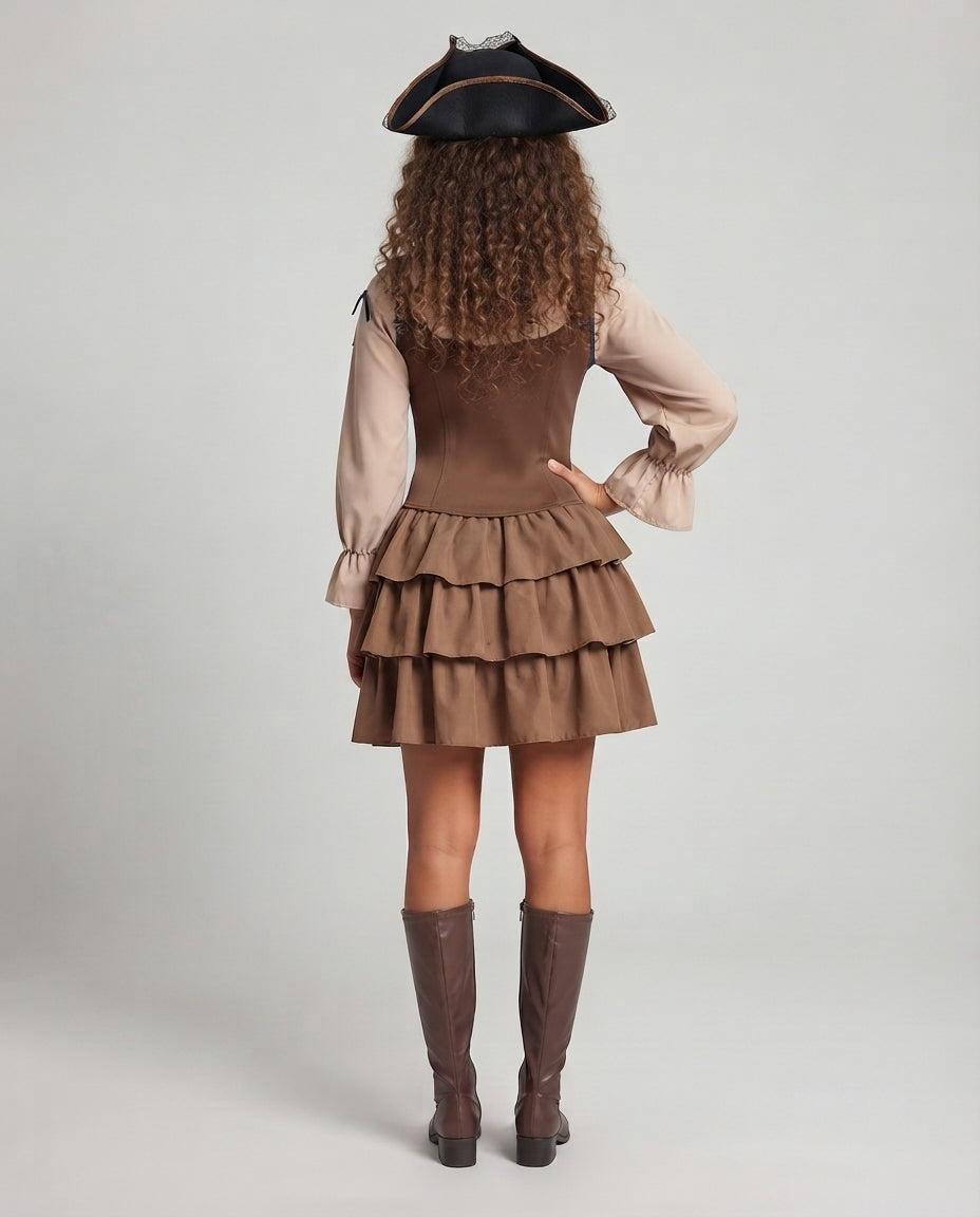 Women Pirate Costume with Ruffle Details and Unique Accents Mune Fashion